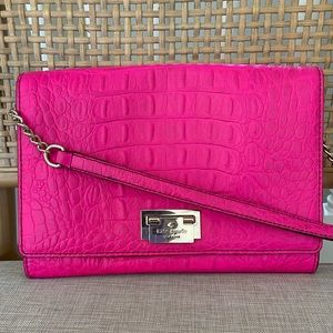 Kate Spade Pink Alligator Print Purse. Can be used as a clutch or shoulder bag.